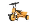 3D rendering orange childrens tricycle for child left view on white background no shadow