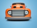 3D rendering orange electro car front view on blue background with shadow Royalty Free Stock Photo