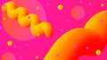 Orange fluids and balloons on a pink background. A beautiful, multi-colored abstraction with holiday elements Royalty Free Stock Photo