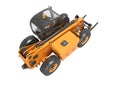 3D rendering orange telescopic handler perspective on white background no shadow