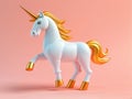 3d rendering of an orange unicorn on a white background3 background Royalty Free Stock Photo