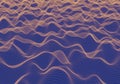 3D rendering orange wireframe wave in darkness blue background. Royalty Free Stock Photo