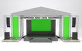 3D rendering of the outdoor event stage design for presentation with light and sound system, concert performance business Royalty Free Stock Photo