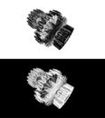 3D Rendering outline set of gear, wireframe a group of gear, for mechanical technology concept, engineering teamwork and corporate Royalty Free Stock Photo