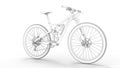 3D rendering - outlined detailed bicycle