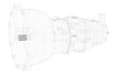 3D rendering - outlined sketched gear box housing