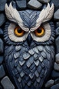 3d rendering of an owl on a black stone background3 background Royalty Free Stock Photo