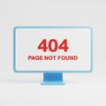 3D Rendering of a 404 Page Not Found Error Message on a Monitor Screen internet website Royalty Free Stock Photo