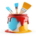 Paint Can with Brushes: Vibrant Colors and Creative Potential Royalty Free Stock Photo