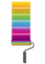 3D rendering of a paint roller painting rainbow colors