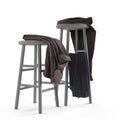3d rendering of a pair of grey stools are arranged side-by-side