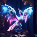 3d rendering of a pair of storks in the dark forest generative AI