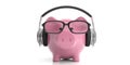 3d rendering pair of wireless headphones and a piggy bank