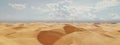 3D rendering Panorama of dunes in a sandy desert, sand dunes under a blue sky