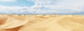 3D rendering Panorama of dunes in a sandy desert, sand dunes under a blue sky