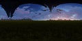 3d rendering panorama with flying alien ships