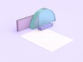 3d rendering paper clear shape purple scene minimal background