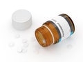3d rendering of paracetamol bottle with pills over white Royalty Free Stock Photo