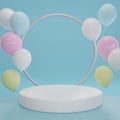 3D rendering pastel balloon on blue background