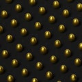 3d rendering, pattern of golden eggs on a black background. Minimal nutrition concept. 3d image, banner