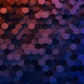 A 3D rendering of a pattern of hexagonal prisms in varying shades of red and blue. Royalty Free Stock Photo
