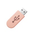 3d Rendering of a Peach Color USB Flash Drive on White Background Royalty Free Stock Photo