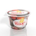 3D rendering of Peach Yogurt plastic cup packaging