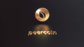 3D Rendering of peercoin cryptocurrency golden logo
