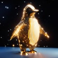 3d rendering of a penguin with a golden light in the background AI generated