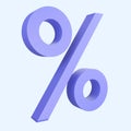 3D rendering percent icon on blue background