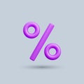 3D rendering percent sign element. Realistic vector percentage icon.Percentage, discount, sale, promotion concept. Vector