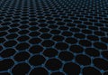 3d rendering. perceptive view of hexagonal relation structure mesh pattern with clipping path on black background. Royalty Free Stock Photo