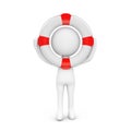 3D rendering of a person figure holding a lifebuoy isolated on a white background