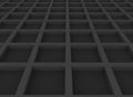 3d rendering. Perspective view of abstract black square grid box pattern wall background Royalty Free Stock Photo