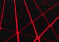 3d rendering. perspective view of modern black triangle tile on red light floor background