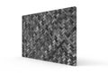 3d rendering. perspective view of textured dark bamboo weaving craft wall with clipping path on gray background.
