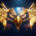 3d rendering of a pharaoh mask with golden wings on a dark background AI Generated