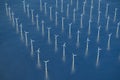 Photorealistic image of a wind park in the sea