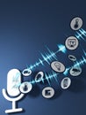 3d rendering pictogram voice recognition system of blue ground Royalty Free Stock Photo