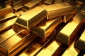 3d rendering of a pile of gold bars in golden metal background Royalty Free Stock Photo