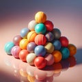 3d rendering of a pile of multicolored softball balls.