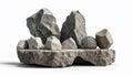 3d rendering of a pile of stones isolated in white studio background Royalty Free Stock Photo