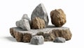 3d rendering of a pile of stones isolated in white studio background Royalty Free Stock Photo