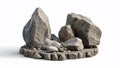 3d rendering of a pile of stones isolated in white studio background Royalty Free Stock Photo