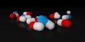 3d rendering pills on black background Royalty Free Stock Photo