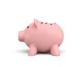 3d rendering of a pink ceramic piggy bank with a broken top on white background.