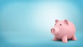 3d rendering of a pink ceramic piggy bank isolated on blue background. Royalty Free Stock Photo