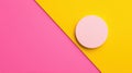 A 3D rendering of a pink circle on a yellow background. Royalty Free Stock Photo