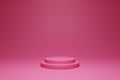 3D rendering pink colour minimal concept cylinder pedestal or podium for product display on empty background