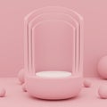 3D rendering, Pink Creative mock up scene with creative podium design in pink pastel background, 3D illustration